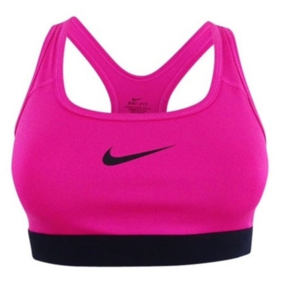 Nike dri fit hot pink and black sports bra